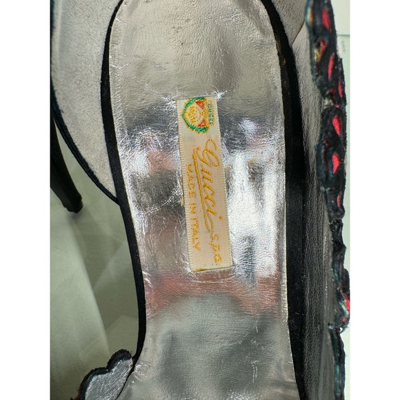 Vintage Gucci Heels Size 7.5 Women’s Red and Black Made In Italy 80s Pumps - Picture 10 of 14